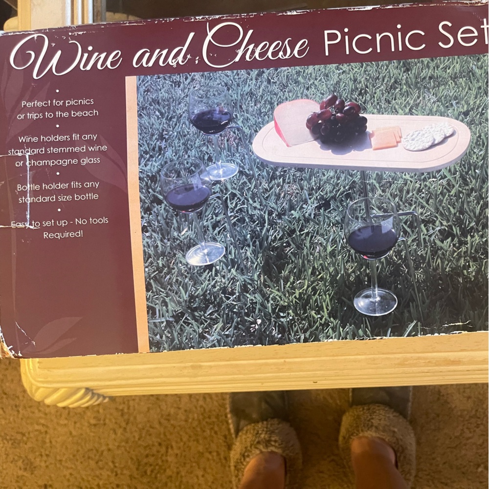Wine and cheese picnic set.